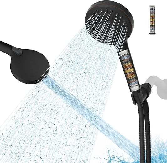 Hibbent Filtered Shower Head with Handheld, High Pressure 10 Spray Showerhead with Filters, Water Softener for Hard Water-Remove Chlorine, Reduces Dry Itchy Skin, Oil-Rubbed Bronze