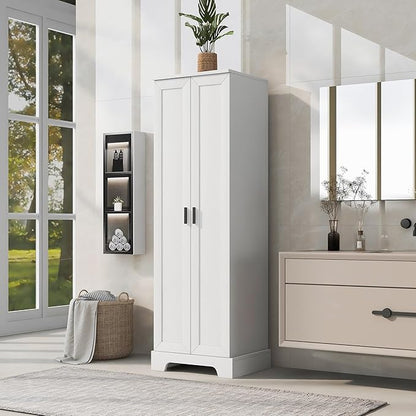 Favfurish 70" Tall Bathroom Storage Cabinet with Doors,Modern Linen Cabinets w/Adjustable Shelves & Anti-Tipping Device,Easy Assembly,Freestanding Organizer for Dining Room,Kitchen,Office,White
