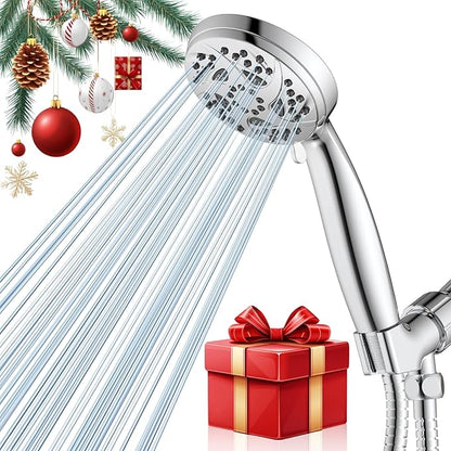 Hand Held Shower Head, High Pressure 6 Spray Mode Handheld Showerhead, Chrome Shower Head with 59 Inch Stainless Steel Hose and Adjustable Bracket