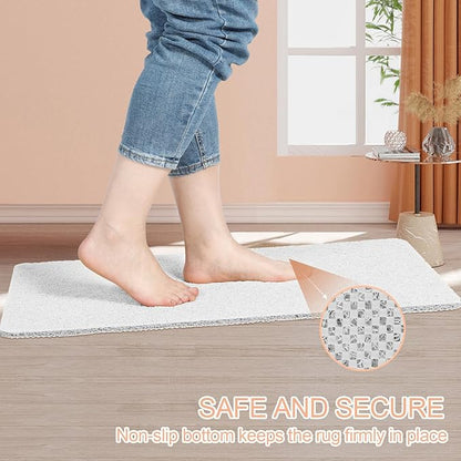 Joyhalo Bathtub Mat Non Slip, Bath Mat for Tub, Shower Mats for Inside Shower, 31.5x16 Inch, PVC Loofah Bathroom Mats for Wet Areas, Quick Drying, White