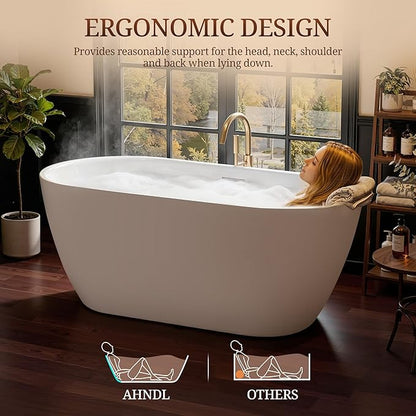 59" Acrylic Freestanding Bathtub, Deep Soaking Tub with Integrated Overflow and Drain, Oval Stand Alone Tub, Modern Bathtubs for Bathroom, cUPC Certified(Glossy White)
