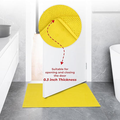American Soft Linen Bath Rug, 20 in 34 in 100% Cotton Bath Mats Rugs for Bathroom, Slip Reducer Washable Shaggy Form Area Rugs, Yellow Bath Rug