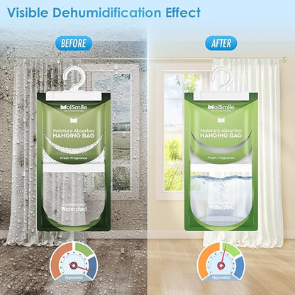 Moisture Absorbers 30 Pack Fresh Fragrance, Hanging Closet Dehumidifier Bags, Humidity Absorber, Compact Eliminates Odors Humidity Packs for Car, Bathroom, Bedroom, Basement, 9.8OZ