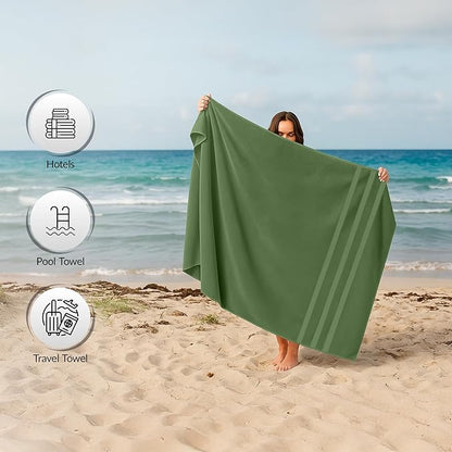 RIVERSIDE Pack of 2 Extra Large Bath Sheets 35 x 70 Inches - 100% Ring Spun Cotton Hotel Quality Oversized Bath Towels - Super Soft, Highly Absorbent & Quicker to Dry - Sage Green