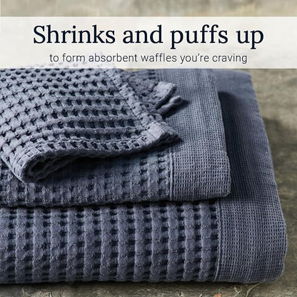 GILDEN TREE Waffle Hand Towels for Bathroom Quick Dry Large Luxury Lint Free Super Absorbent Cotton Hand Towels Set of 2, Modern Style (Midnight Blue)