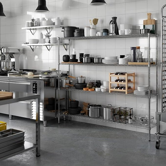 14" Deep x 72" Wide x 64" Height Wire Shelving Kit | 4-Tier | NSF Commercial Storage Rack Unit