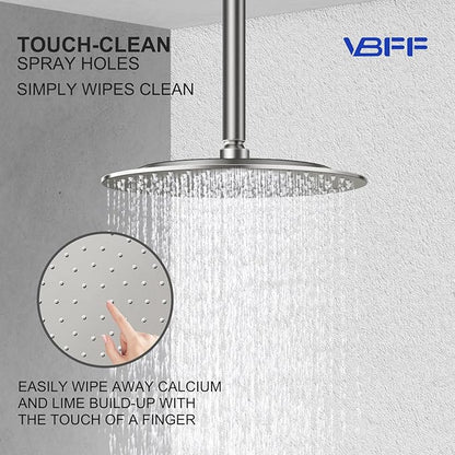 VBFF-Shower Head,rain shower head, 8 inch- Round Shower Head, 1.8 GPM Flow Rate, rainfall showerhead,VBFF11 (Brushed Nickel)