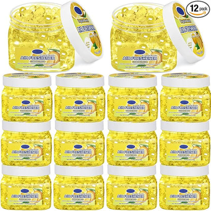 12 Pcs Air Freshener Gel Bulk Odor Eliminator Gel Beads 8 oz Long Lasting Air Freshener Beads Eliminates Odors in Home Bathrooms, Cars, Boats, Rvs and Pet Areas(Lemon)