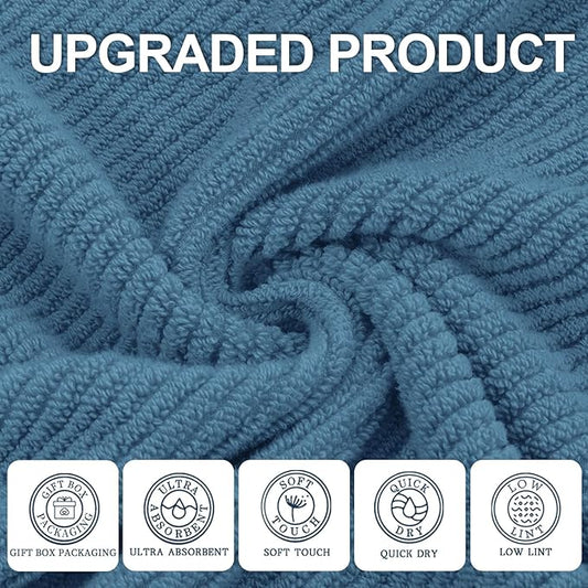 Blue Washcloths 6 Pack, 13"x13" - 100% Cotton | Lightweight | Thick | Quick Dry | Soft | Absorbent, Wash Cloths for Your Face and Body, Hand Towels for Shower, Bathroom Essentials, Denim Blue
