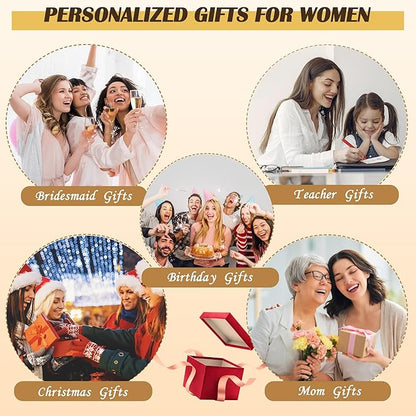 YOOLIFE Christmas Gifts for Women - Initial Jute Tote Bag & 2 Makeup Bags Personalized Gifts for Women Teacher Mom Friend