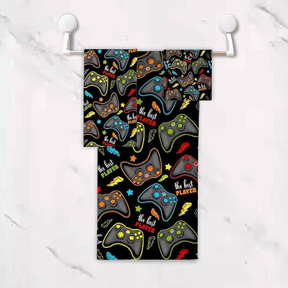 Gaming 3 Piece Towel Bathroom Sets, 1 Bath Towel, 1 Washcloth, 1 Hand Towel, Cotton Fast Dry Soft Absorbent Towel Set for Home Kitchen Family