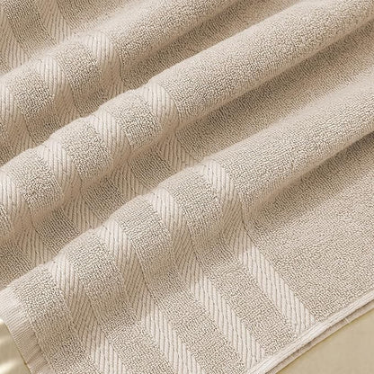 Hearth & Harbor Bath Towels for Bathroom - 100% Ring Spun Cotton Luxury Bathroom Towels - Soft & Highly Absorbent 4 Bath Towels, Cream