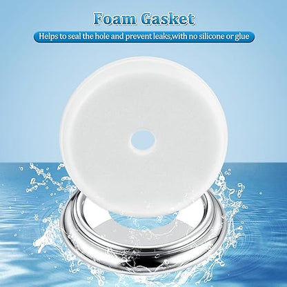 Enhon 2 Pack Metal Tub Spout Cover Ring, Bathroom Faucet Remodeling Wall Plate with Foam Gasket, 1-1/2 Inch ID and 3-5/8 Inch OD(Chrome)