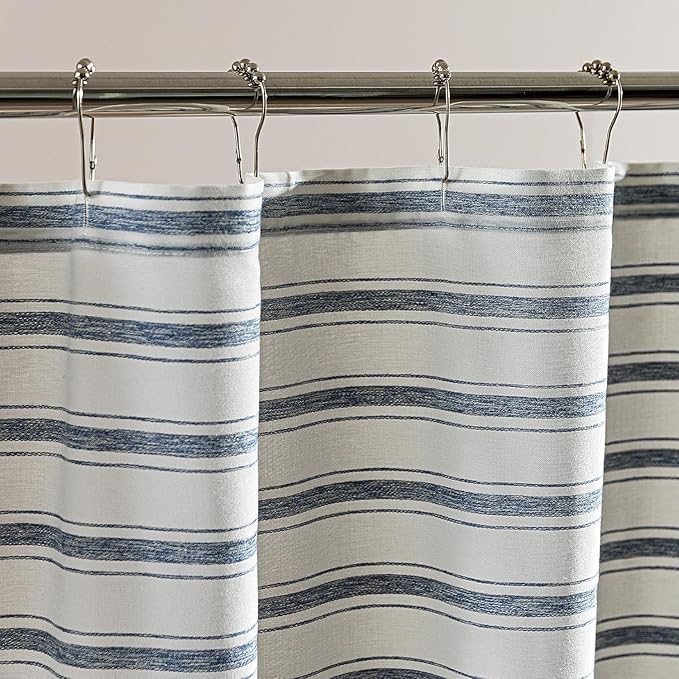 SLEEP ZONE Shower Curtain Liner, Waffle Shower Curtains for Bathroom, Heavy Duty Thick Fabric Shower Curtains - 285GSM Luxury Weighted Polyester Bath Curtain, 72" × 72" (Blue)