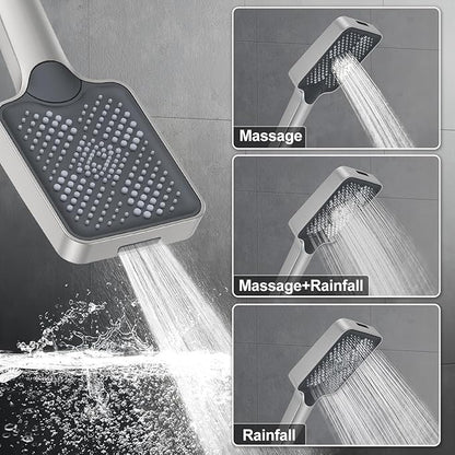 KOJOX Brushed Nickel Thermostatic Shower System, Push Button Diverter Shower Faucet Set with 12" Ceiling Mount Rain Shower, 6" Wall Mount Shower Head, and 4-in-1 Handheld Spray
