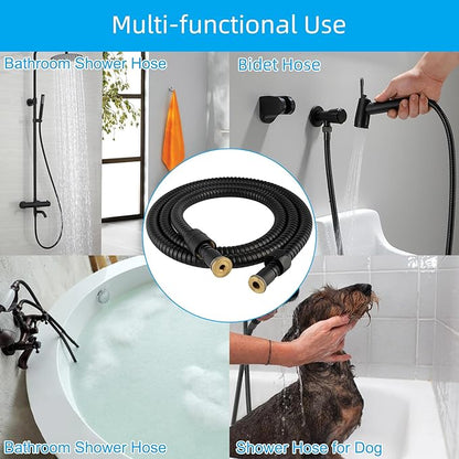 Hibbent All Metal Shower Hose, 59 Inch Stainless Steel Extra Long Bathroom Shower Hose Replacement, Anti-Twist Flexible Handheld Shower Head Hose Extension with Brass Insert & Nut, Oil Rubbed Bronze