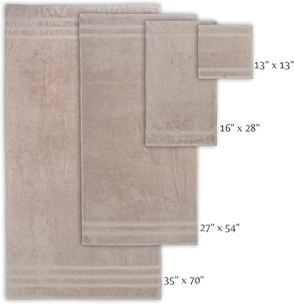 SOFE H&L | Olea Towel Set | 100% Cotton Premium Turkish Towels for Bathroom | Soft, Absorbent, Durable (Sand, Set of 4 - Washcloth)