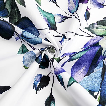 Gibelle Long Shower Curtain 72 x 78, Green Eucalyptus Leaves Shower Curtain, Watercolor Floral Plant Bathroom Curtains Shower Set