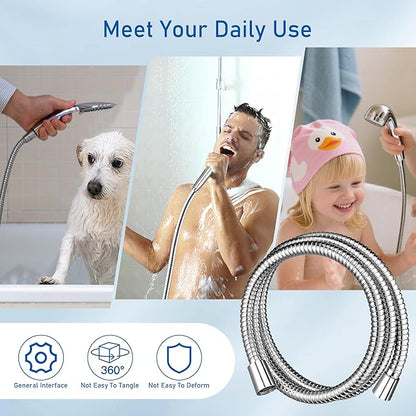 Shower Hose for Handheld Shower Heads,72 inches Stainless Steel Shower Head Hose Replacement, Flexible Hose Extension with Brass Insert and Nut, Anti-Explosion Anti-Kink Leakproof