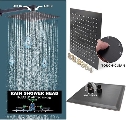 Oil Rubbed Bronze Shower System Digital Display Shower Faucet Set with Wall Mounted Full Body Shower Head(12 inch + 8 inch), Handheld Shower