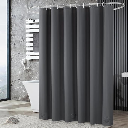 UFRIDAY Dark Grey Extra Long Shower Curtain Liner Premium PEVA 72 x84 inch,Heavy Duty Shower Curtain with 3 Weighted Magnets, Plastic Waterproof Grey Shower Curtains for Bathroom with 12 Hooks