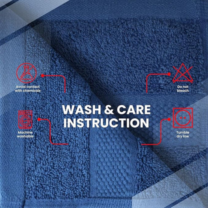 Infinitee Xclusives Hand Towels for Bathroom - Set of 6 (16x28 inches) 600 GSM, 100% Cotton Ultra Soft, Quick Drying, Hotel Quality Hand Towel Set (Tranquil Navy)