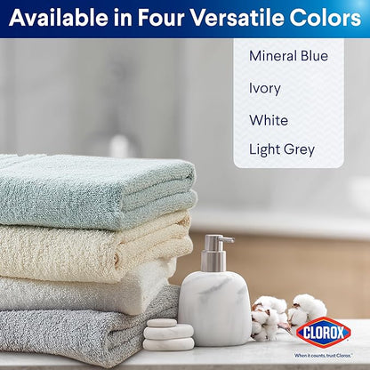 CLOROX Bleach Friendly Towels, Quick Dry, 100% Cotton Bath Towels (30" x 52"), Highly Absorbent Soft Lightweight, Ideal for Everyday Use, Easy to Wash (2 Pack, Mineral Blue)