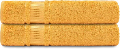 Melissa Linen, 2 Piece Bath Towel Set, 100% Turkish Cotton Bath Towels for Bathroom, Absorbent, Quick Dry, Durable and Soft Shower Towel, 28 in x 55 in, Spa and Hotel Quality, Yellow