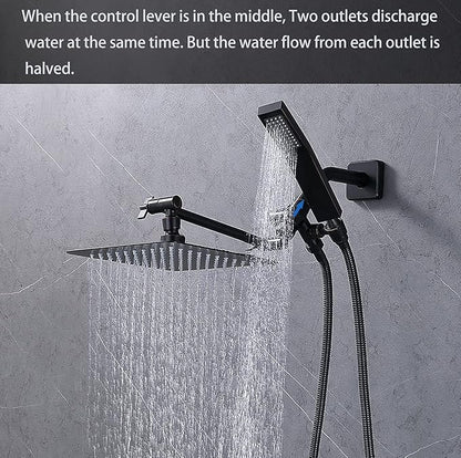 G-Promise Solid Metal Shower Arm Diverter with Holder for Hand Held Showerhead and Fixed Spray Head, G 1/2 3-Way Bathroom Universal Diverter System Replacement Part (Oil Rubbed Bronze)