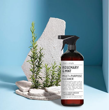 Clean + Simple Multi Purpose Cleaners | With Apple Cider Vineager, Rosemary, And Tea Tree Oil | Set of 4 32oz bottles | Home and Body Company