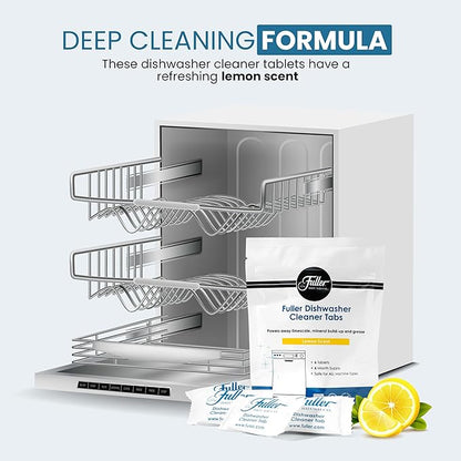 Fuller Dishwasher Cleaner Tabs – Lemon Scent – Eliminates Limescale, Grease & Odors – Septic Safe, Compatible with All Dishwasher Types – (Pack of 1)