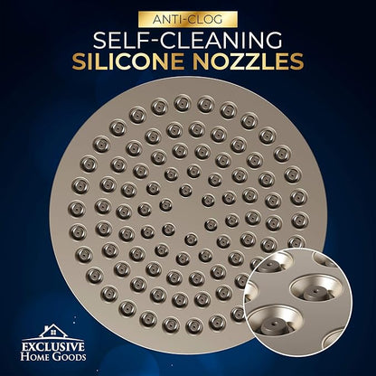 Rainfall Shower Head - 6" High Pressure Shower Heads - 2.5 GPM Shower Heads with Anti-Clog 90 Rubber Jets - 360° Rotation Adjustable Shower Head - Rustproof Bathroom Shower Head