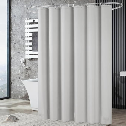 UFRIDAY Grey Shower Curtain Liner Premium PEVA 48 x78 inch,Heavy Duty Shower Curtain with 2 Weighted Magnets, Plastic Waterproof Grey Shower Curtains for Bathroom with 6 Hooks