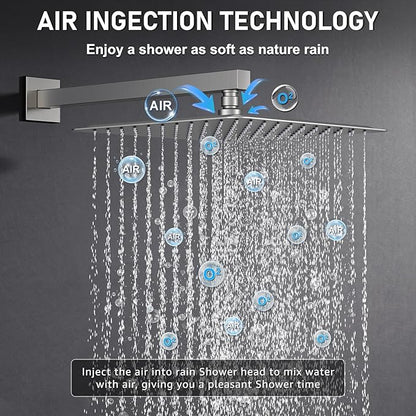 Iriber 12-Inch Rainfall Shower System with Handheld Combo, Brushed Nickel Finish, High Pressure Brass Shower Set
