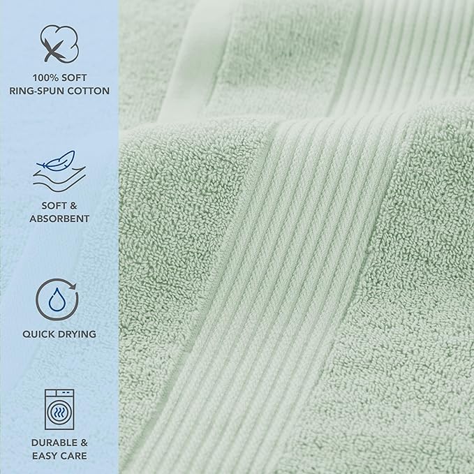 Arkwright Bathroom Hand Towels Set of 6 - Super Soft 100% Cotton, 600 GSM Quick Dry & Absorbent, Luxury Bath Essentials for Hotels, Spa, Hosts, and Vacation Rentals, Eucalyptus Green