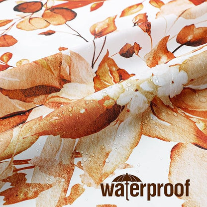 Gibelle Small Stall Shower Curtain 36 x 72, Narrow Orange Floral Shower Curtain for Bathroom, Fall Watercolor Plant Eucalyptus Leaves Fabric Shower Curtain Set