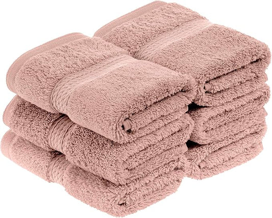BLUENILEMILLS Madison Egyptian Cotton Face Towel/Washcloth Set, for Kitchen, Bathroom, Shower, Plush, 800 GSM, Highly Absorbent and Ultra-Soft Face Towels, Washcloths, Set of 6, Muted Mauve