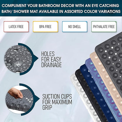 ENKOSI Square Anti Slip Shower Mat - 21x21 Clear Purple, Ideal for Elderly - No Slip, Nonslip