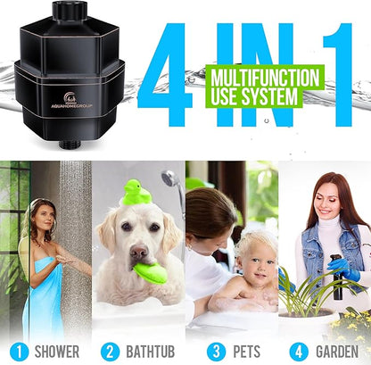 AquaHomeGroup 20 Stage Shower Filter for Hard Water - High Output Universal Shower Head Filter for Chlorine, Fluoride, Heavy Metals - Vitamin C E Shower Water Filter for Hair and Skin (Bronze Black)