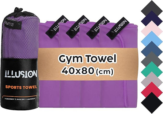 illusion Small Microfiber Gym Towels for Men and Women Active Sports (32" L x 16''W)-Lightweight Quick Dry Gym Towel for Sweat-Workout Towels Ideal for Yoga, Camping, Running, and Outdoor Activities