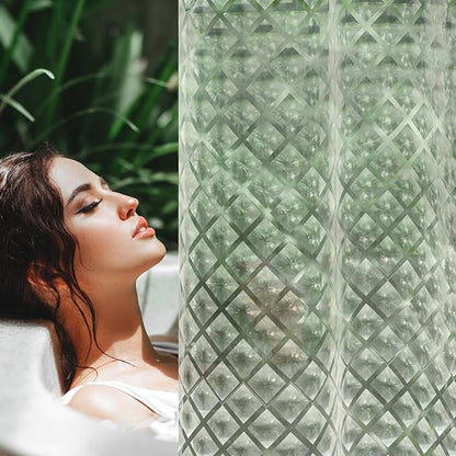 UFRIDAY 75 inch Long Plastic Clear Shower Curtain Liner,Waterproof Shower Liner Transparent 3D Water Cube Bath Curtain 72x75 inches See Through Shower Curtains Liner Clear with 3 Strong Magnets