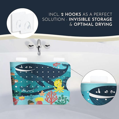 Bath Tub Mat Non Slip Anti Mold for Kids BPA Free INCL Hooks - homerella® Ocean Sea Animals 40x16, Baby Bath Mat Non Slip 200 Suction Cups, Non Toxic Machine Washable Toddler Bath Mat, EU Certified