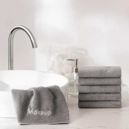 Arkwright Makeup Towels - Bulk Case of 108 - Ultra Soft & Gentle Microfiber Coral Fleece Washcloth Face Make Up Remover, Reusuable Eraser Cloth Essentials for Hosts & Artists, 13 x 13 in, Grey