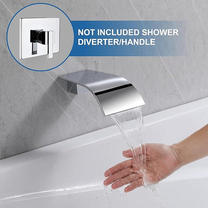 Chrome Waterfall Tub Spout Wall Mount Bathtub Faucet - High Flow Laminar Waterfall Tub Filler Faucet, Cascading Flow Spout for Vessel Sink,Bath Tub Faucet, Bathtub Fill Spout