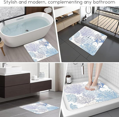 Bathtub Mat Non Slip, Square Bath tub Mat Shower Floor Mat with Suction Cups for Adults Kids Elderly 21 X 21 Inch
