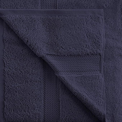 BLUENILEMILLS BNM Egyptian Cotton 4-Piece Towel Set, Includes 4 Hand Towels, Attached Loop for Easy Hanging and Storage, Hotel Quality, Perfect for Bathroom, Gym, Shower Space, or Spa, Navy Blue