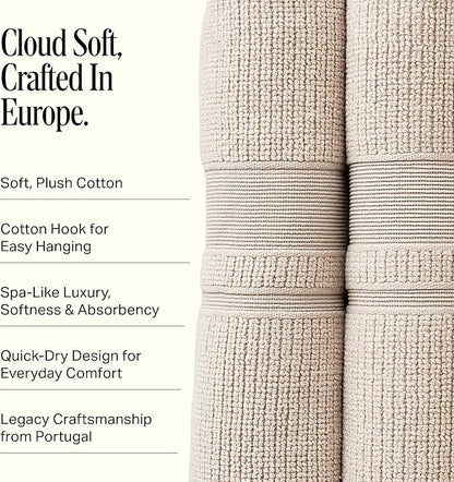 Preston Lane Douro Hand Towel Set – 2 Pack Luxury Cotton Towels, Ultra Soft & Absorbent, Quick-Dry Spa-Quality Bathroom Towels, Made in Portugal, Clay