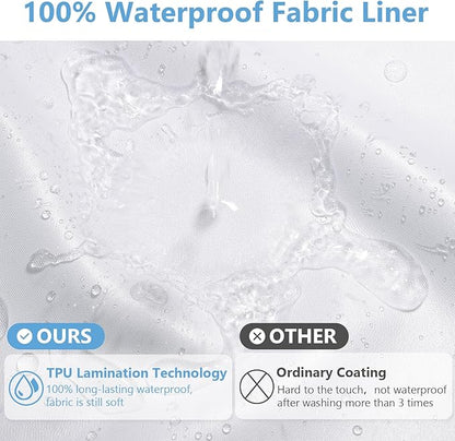 No Hook Waffle Weave Shower Curtain with Snap-in Fabric Liner,256GSM Heavy Duty Fabric Shower Curtain Set,White Waterproof Washable Luxury Shower Curtain for Bathroom Stall (72x75 Inch)