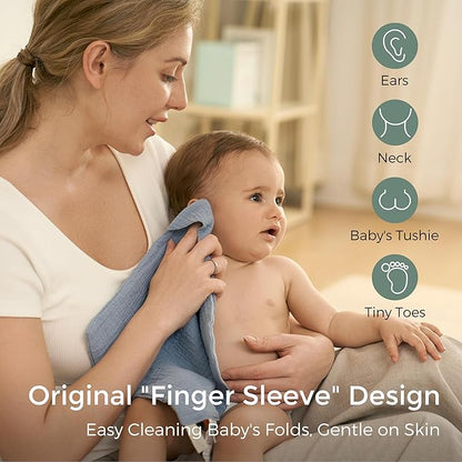 Momcozy Soft & Absorbent Baby Washcloths - 4 Layer Design| Medium Thickness| Premium Cotton for Newborns' Skin-Great for Bathing, Wiping & on-The-go Use, Shower Gift and Essential(5 Pack, 10x10 inch)