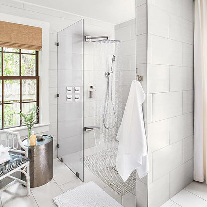 Shower Faucet Set Complete with Tub Spout Shower System Wall Mounted with 10 inch Rainfall Shower Head and Handheld Shower Rain Shower Combo for Bathroom, Brushed Nickel